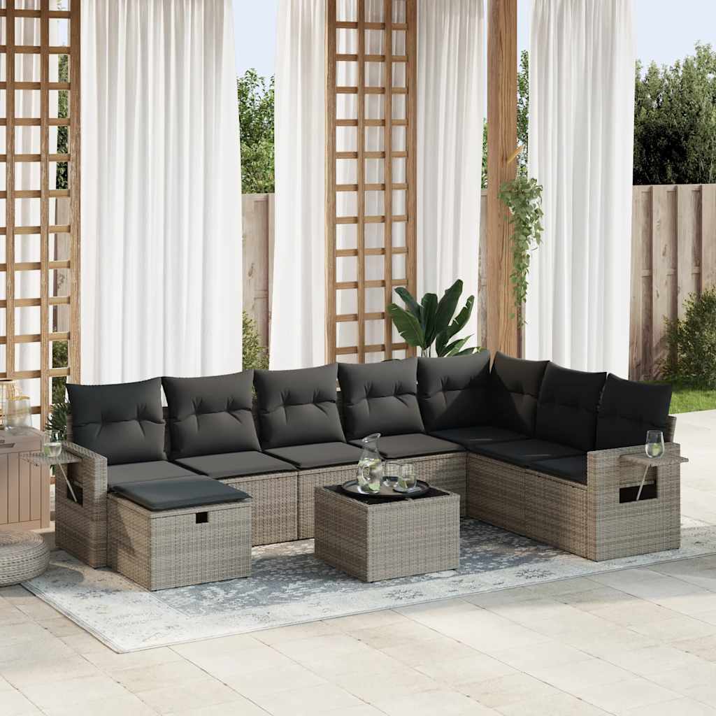 8721158729828_m_en_hd_1 vidaXL 9 Piece Garden Sofa Set with Cushions Grey Poly Rattan - Image 1