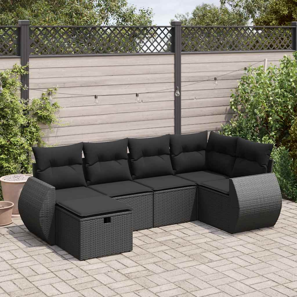 8721158730176_m_en_hd_1 vidaXL 6 Piece Garden Sofa Set with Cushions Black Poly Rattan - Image 1