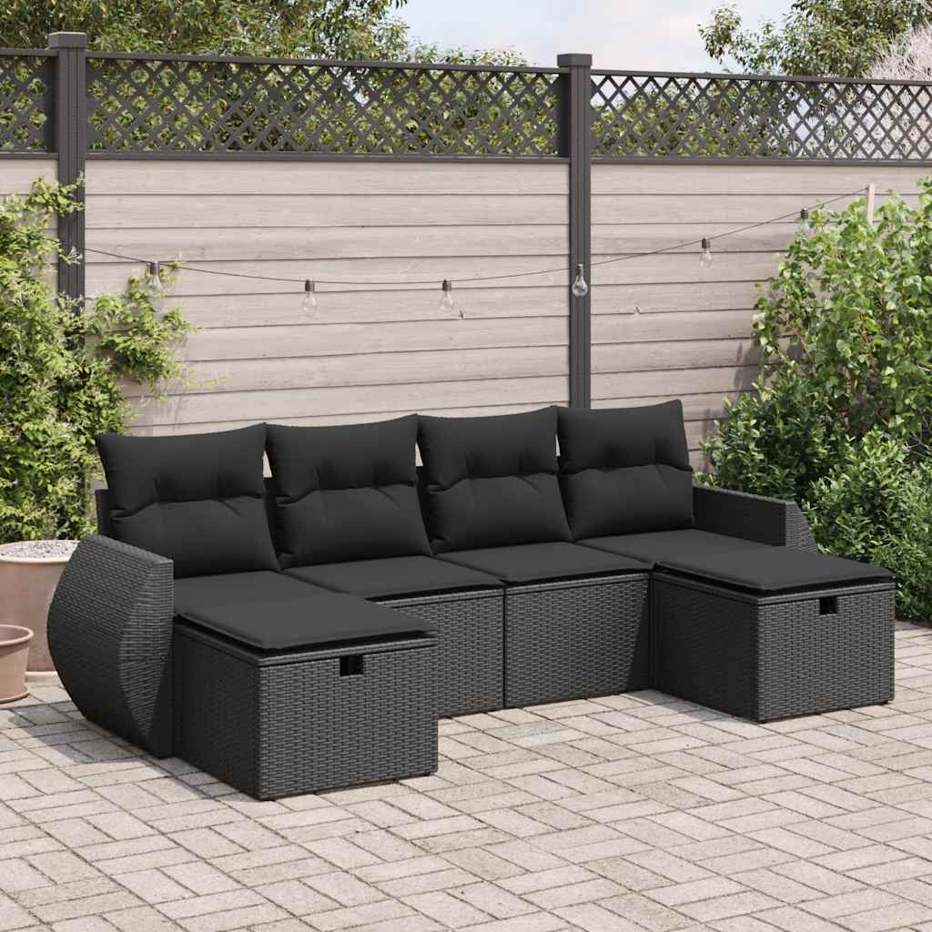 8721158730572_m_en_hd_1 vidaXL 6 Piece Garden Sofa Set with Cushions Black Poly Rattan - Image 1