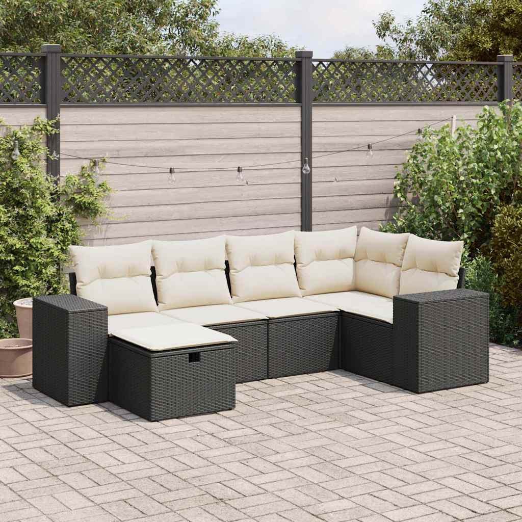 8721158731180_m_en_hd_1 vidaXL 6 Piece Garden Sofa Set with Cushions Black Poly Rattan - Image 1