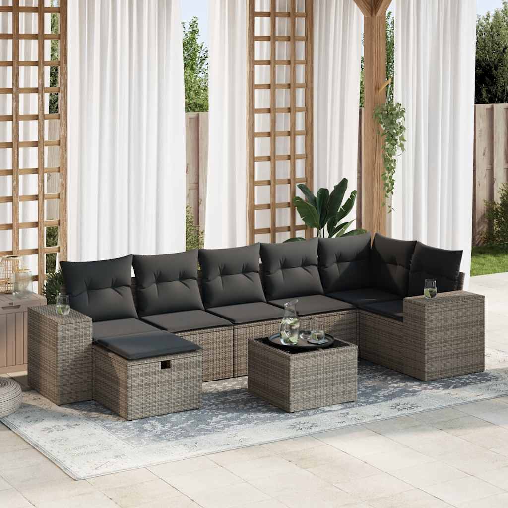 8721158731524_m_en_hd_1 vidaXL 8 Piece Garden Sofa Set with Cushions Grey Poly Rattan - Image 1