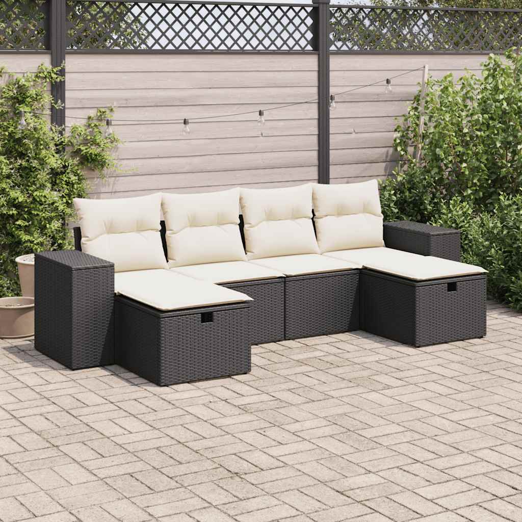 8721158731586_m_en_hd_1 vidaXL 6 Piece Garden Sofa Set with Cushions Black Poly Rattan - Image 1