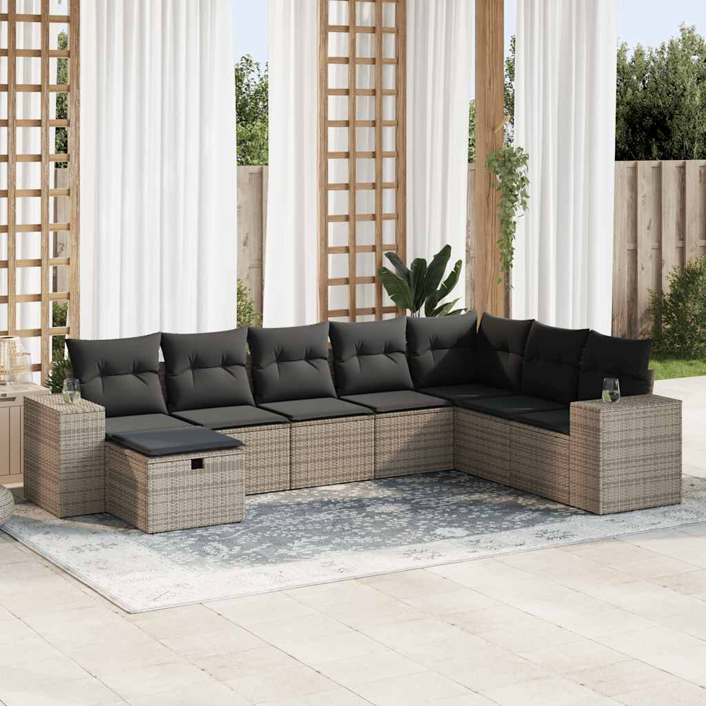 8721158731722_m_en_hd_1 vidaXL 8 Piece Garden Sofa Set with Cushions Grey Poly Rattan - Image 1