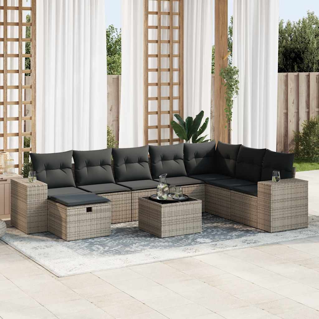 8721158731821_m_en_hd_1 vidaXL 9 Piece Garden Sofa Set with Cushions Grey Poly Rattan - Image 1