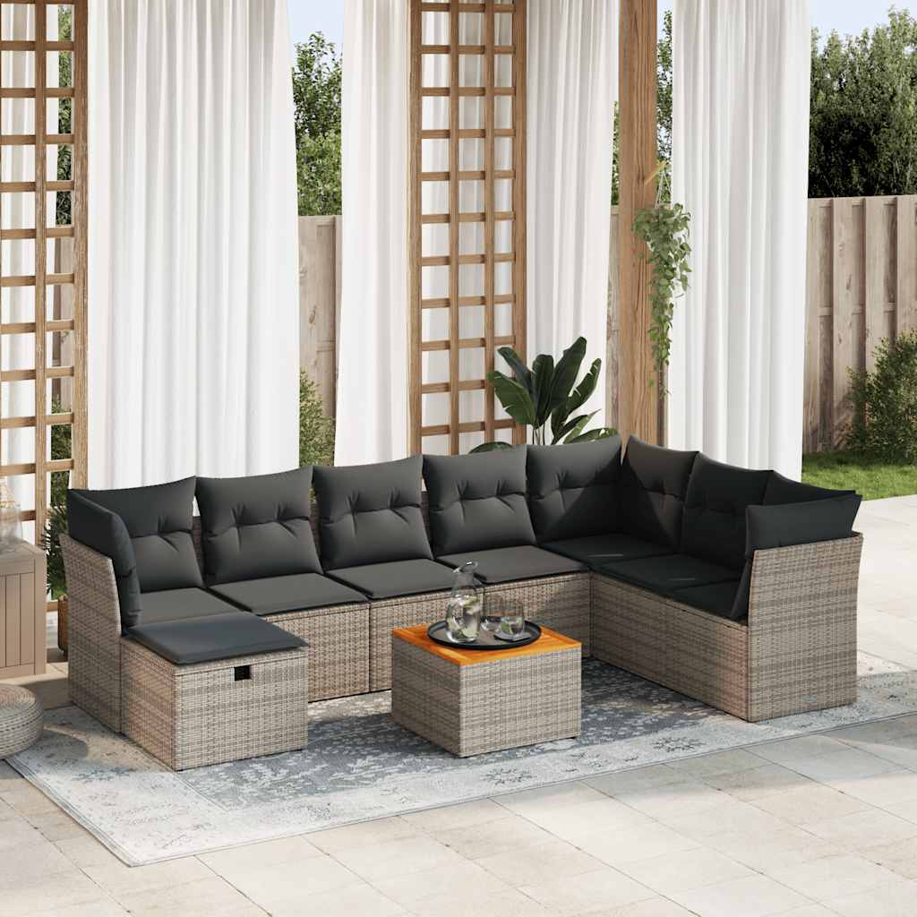 8721158732132_m_en_hd_1 vidaXL 9 Piece Garden Sofa Set with Cushions Grey Poly Rattan - Image 1