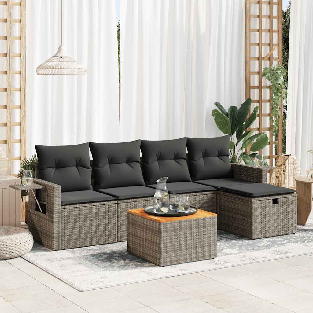 8721158732484_m_en_hd_1 vidaXL 6 Piece Garden Sofa Set with Cushions Grey Poly Rattan - Image 1