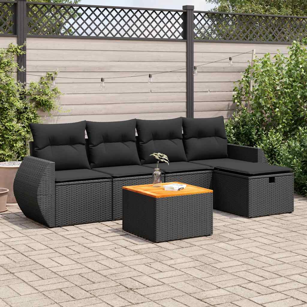 8721158732712_m_en_hd_1 vidaXL 6 Piece Garden Sofa Set with Cushions Black Poly Rattan - Image 1