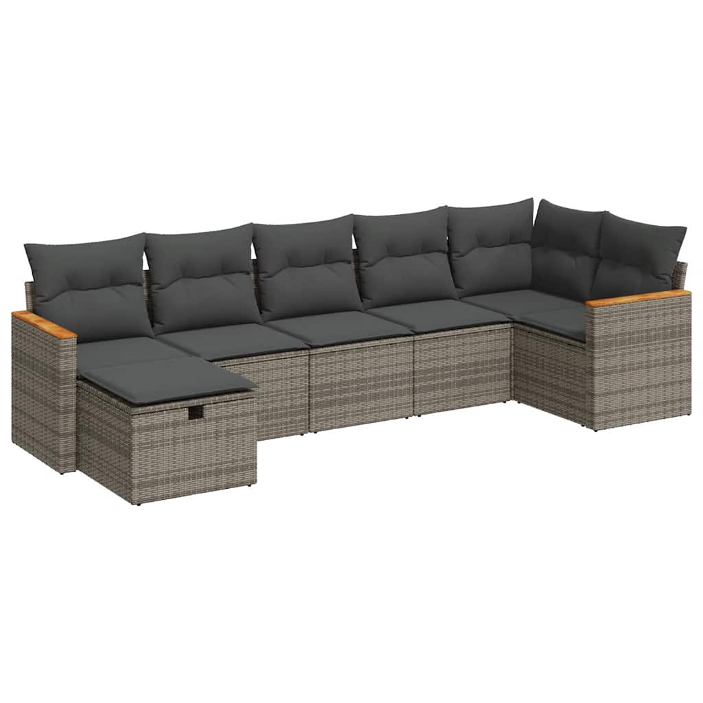 8721158733672_a_en_hd_1 vidaXL 7 Piece Garden Sofa Set with Cushions Grey Poly Rattan - Image 2