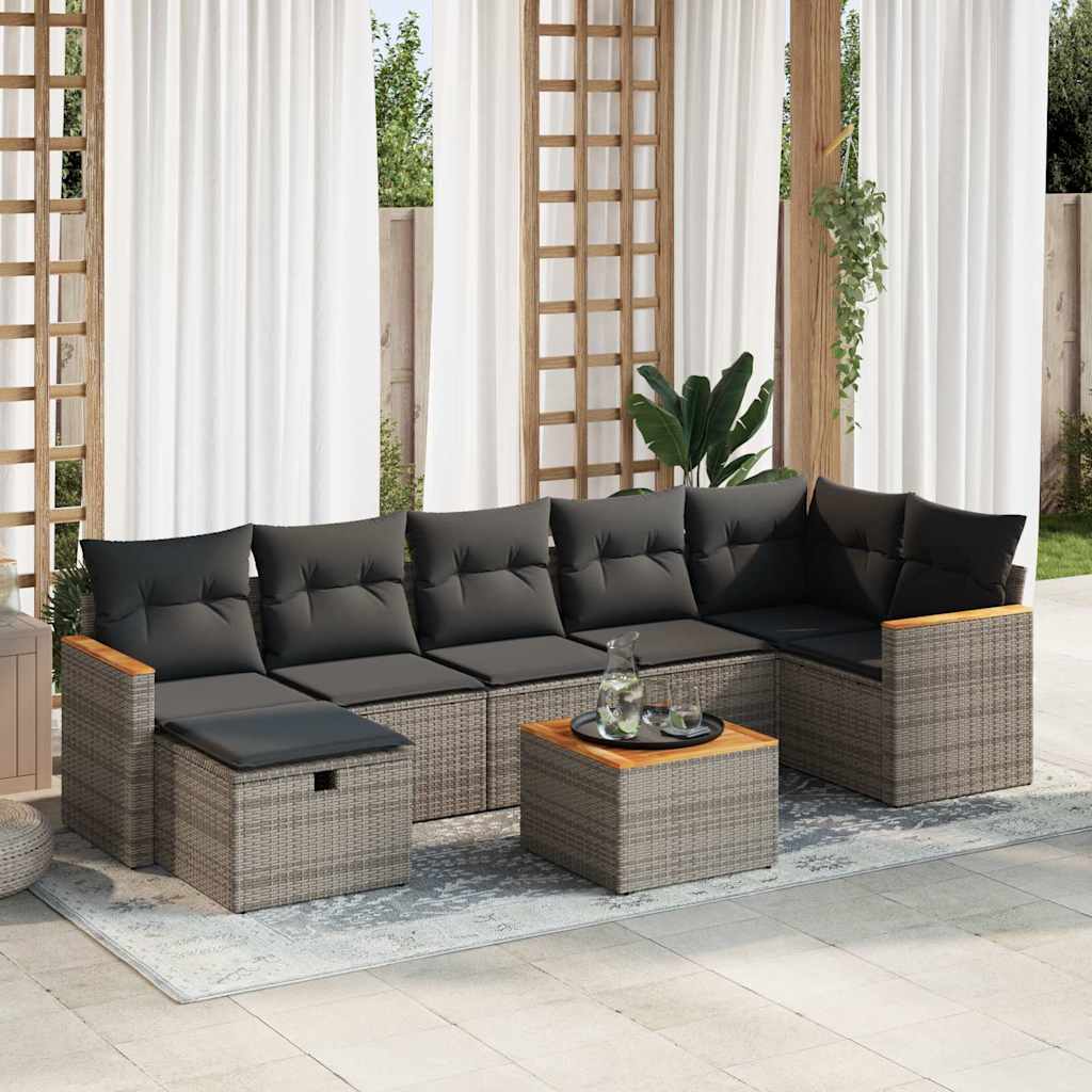 8721158733740_m_en_hd_1 vidaXL 8 Piece Garden Sofa Set with Cushions Grey Poly Rattan - Image 1