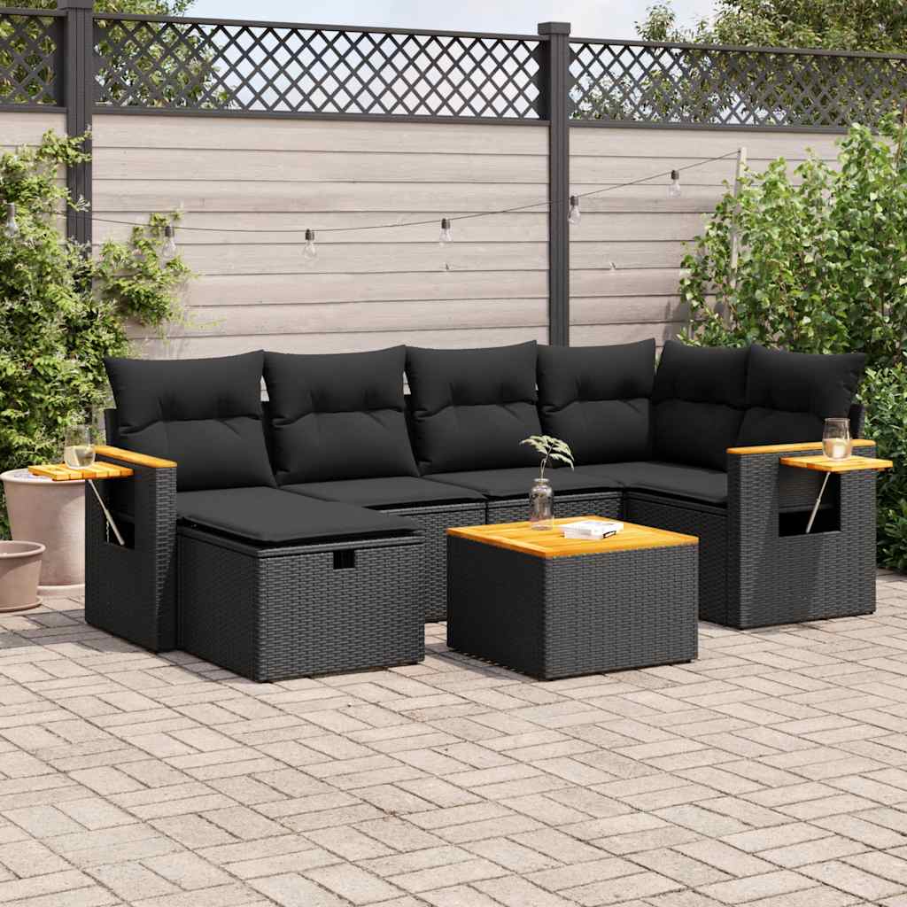 8721158734112_m_en_hd_1 vidaXL 7 Piece Garden Sofa Set with Cushions Black Poly Rattan - Image 1