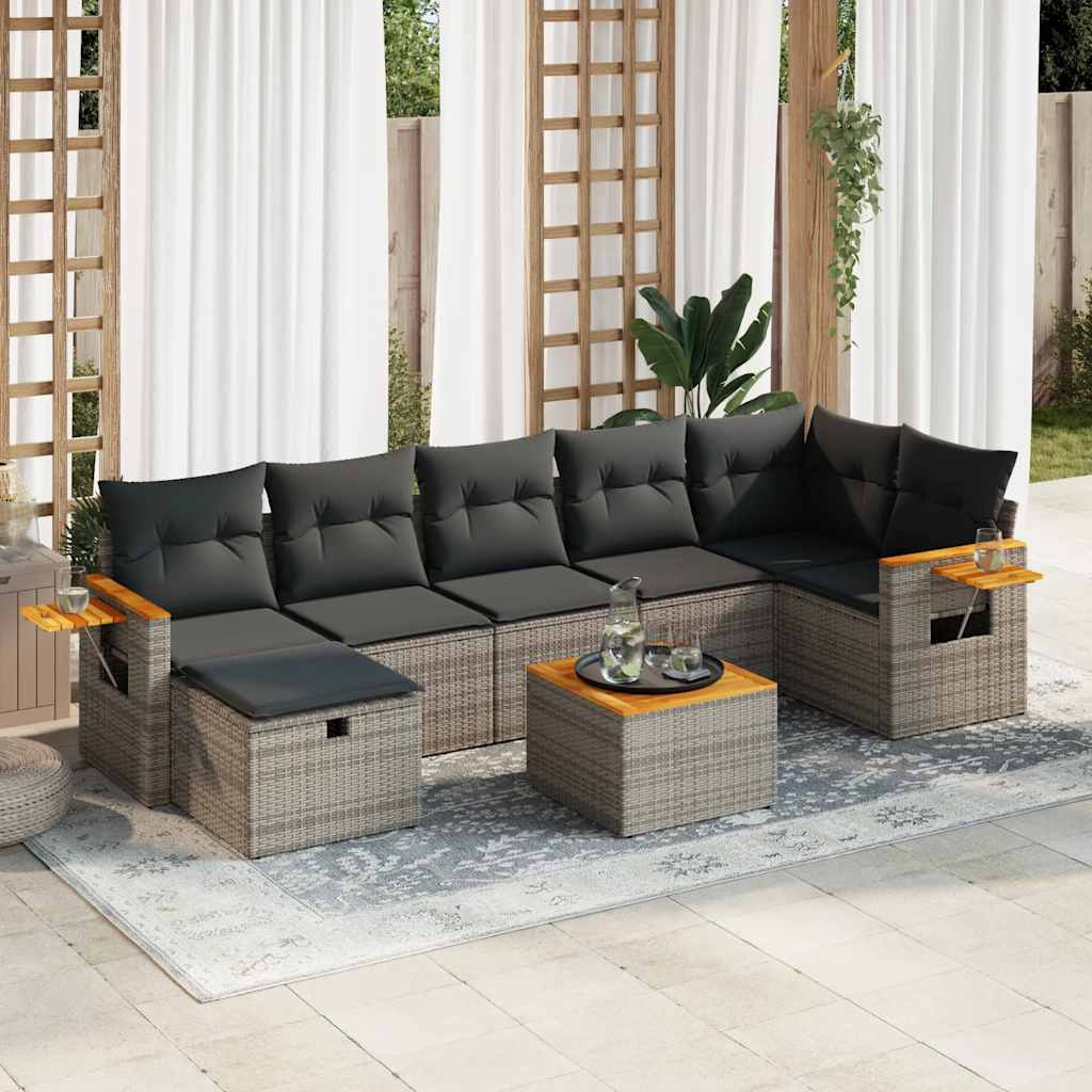 8721158734303_m_en_hd_1 vidaXL 8 Piece Garden Sofa Set with Cushions Grey Poly Rattan - Image 1