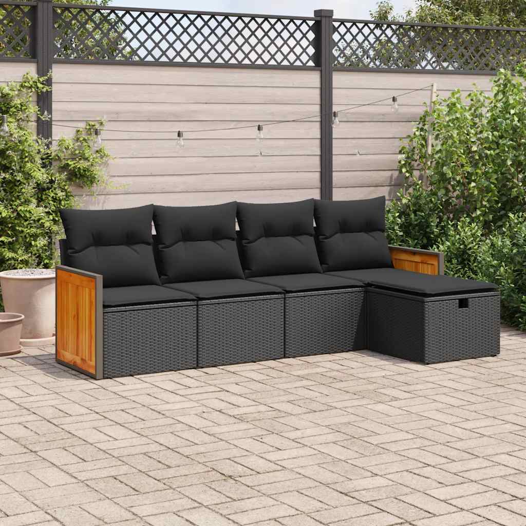 8721158734464_m_en_hd_1 vidaXL 5 Piece Garden Sofa Set with Cushions Black Poly Rattan - Image 1
