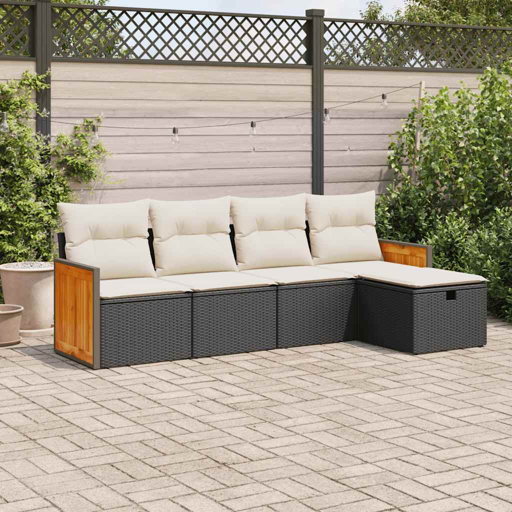 8721158734471_m_en_hd_1 vidaXL 5 Piece Garden Sofa Set with Cushions Black Poly Rattan - Image 1