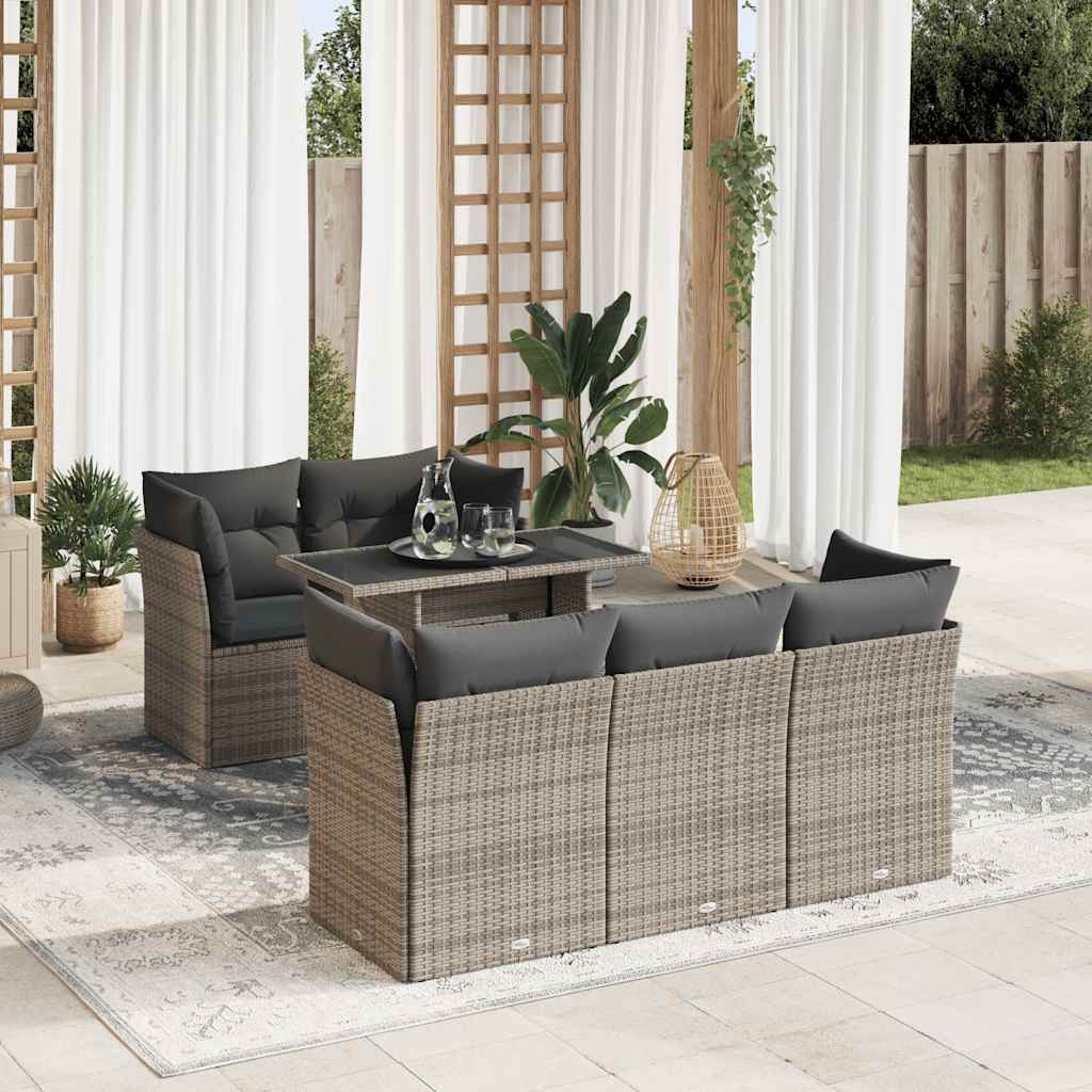 8721158735379_m_en_hd_1 vidaXL 6 Piece Garden Sofa Set with Cushions Grey Poly Rattan - Image 1