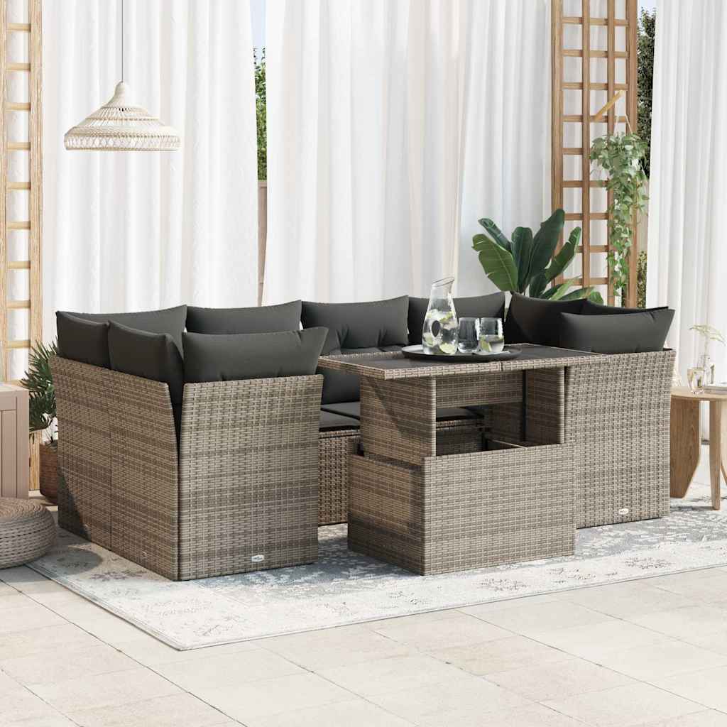 8721158735478_m_en_hd_1 vidaXL 7 Piece Garden Sofa Set with Cushions Grey Poly Rattan - Image 1