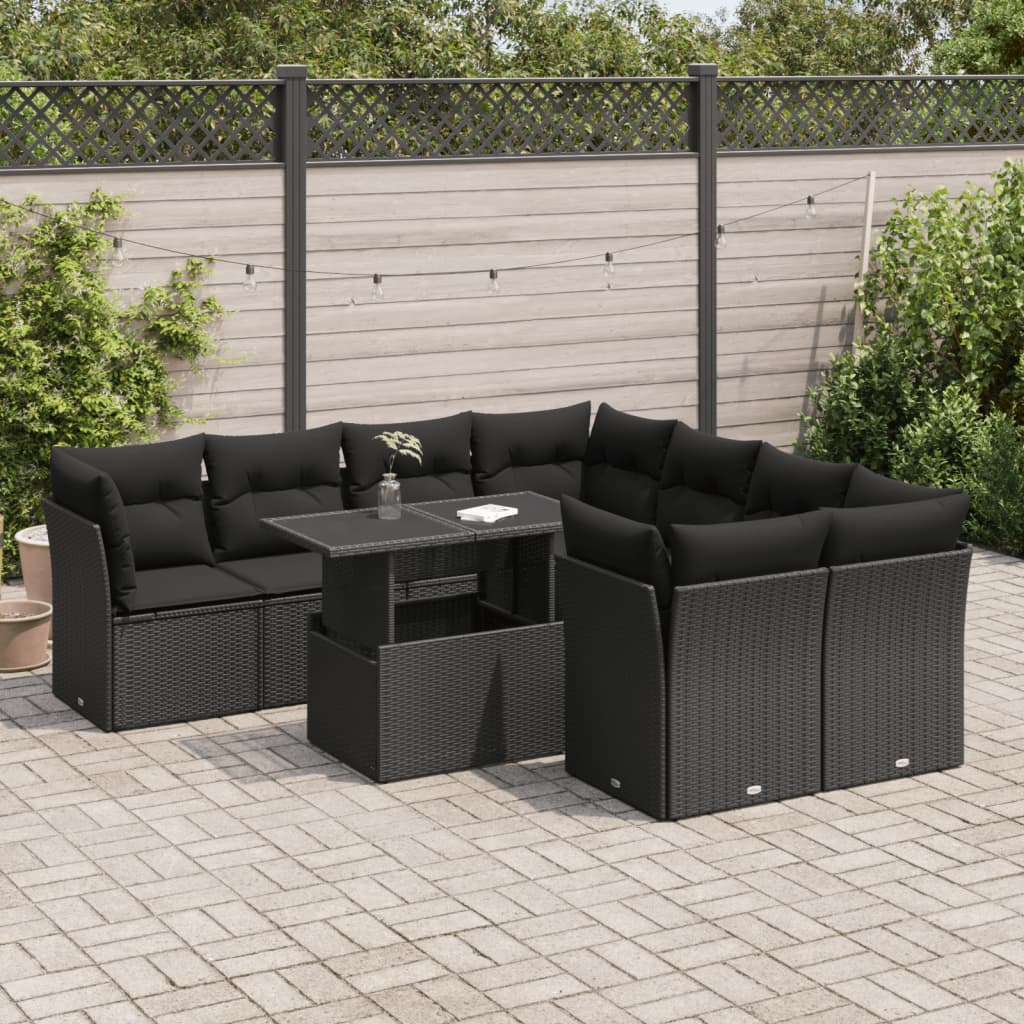 8721158735621_m_en_hd_1 vidaXL 9 Piece Garden Sofa Set with Cushions Black Poly Rattan - Image 1