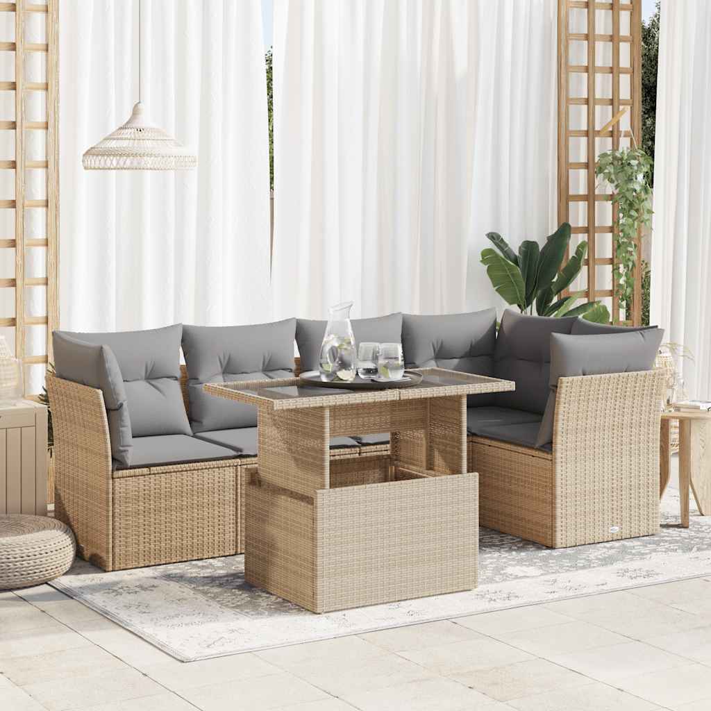 8721158735966_m_en_hd_1 vidaXL 6 Piece Garden Sofa Set with Cushions Beige Poly Rattan - Image 1