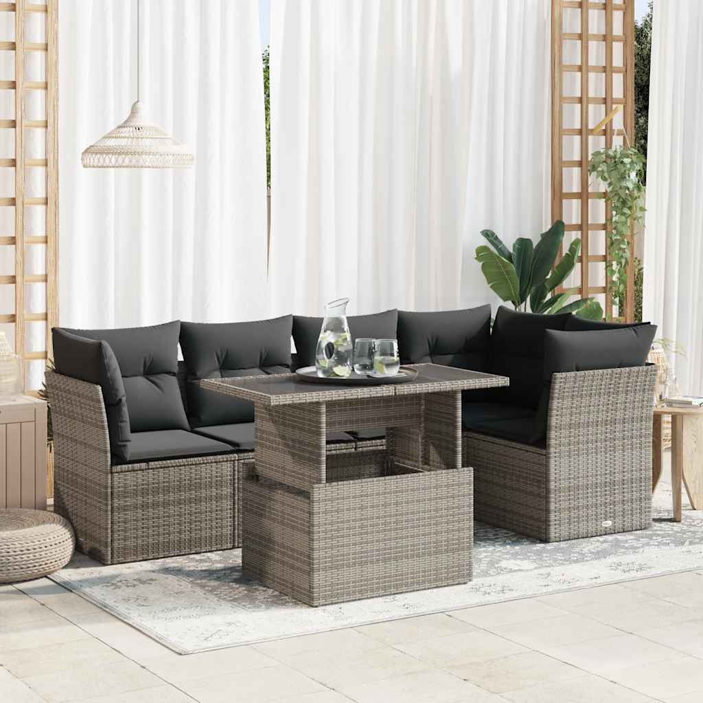 8721158735973_m_en_hd_1 vidaXL 6 Piece Garden Sofa Set with Cushions Grey Poly Rattan - Image 1