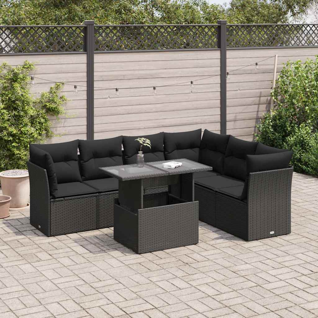 8721158736024_m_en_hd_1 vidaXL 7 Piece Garden Sofa Set with Cushions Black Poly Rattan - Image 1