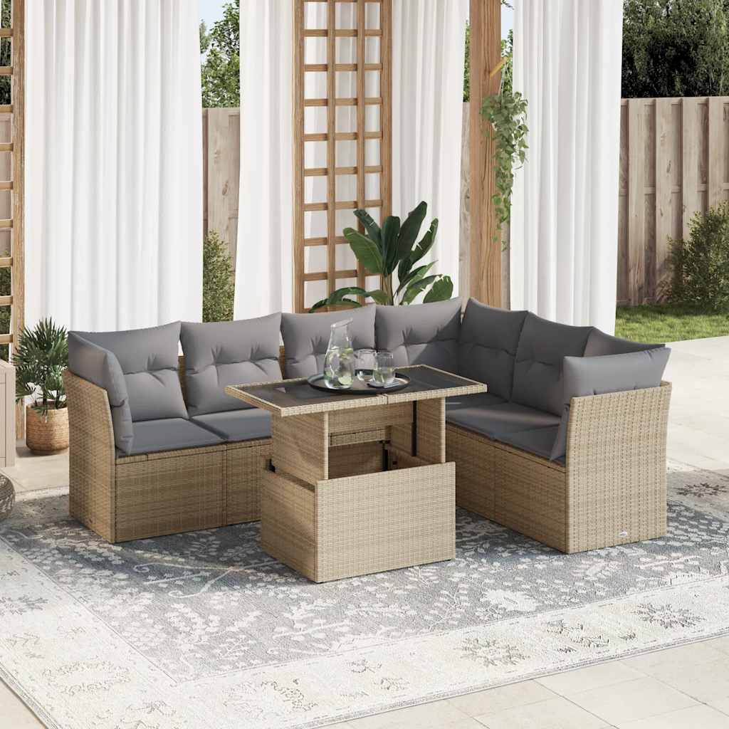8721158736062_m_en_hd_1 vidaXL 7 Piece Garden Sofa Set with Cushions Beige Poly Rattan - Image 1