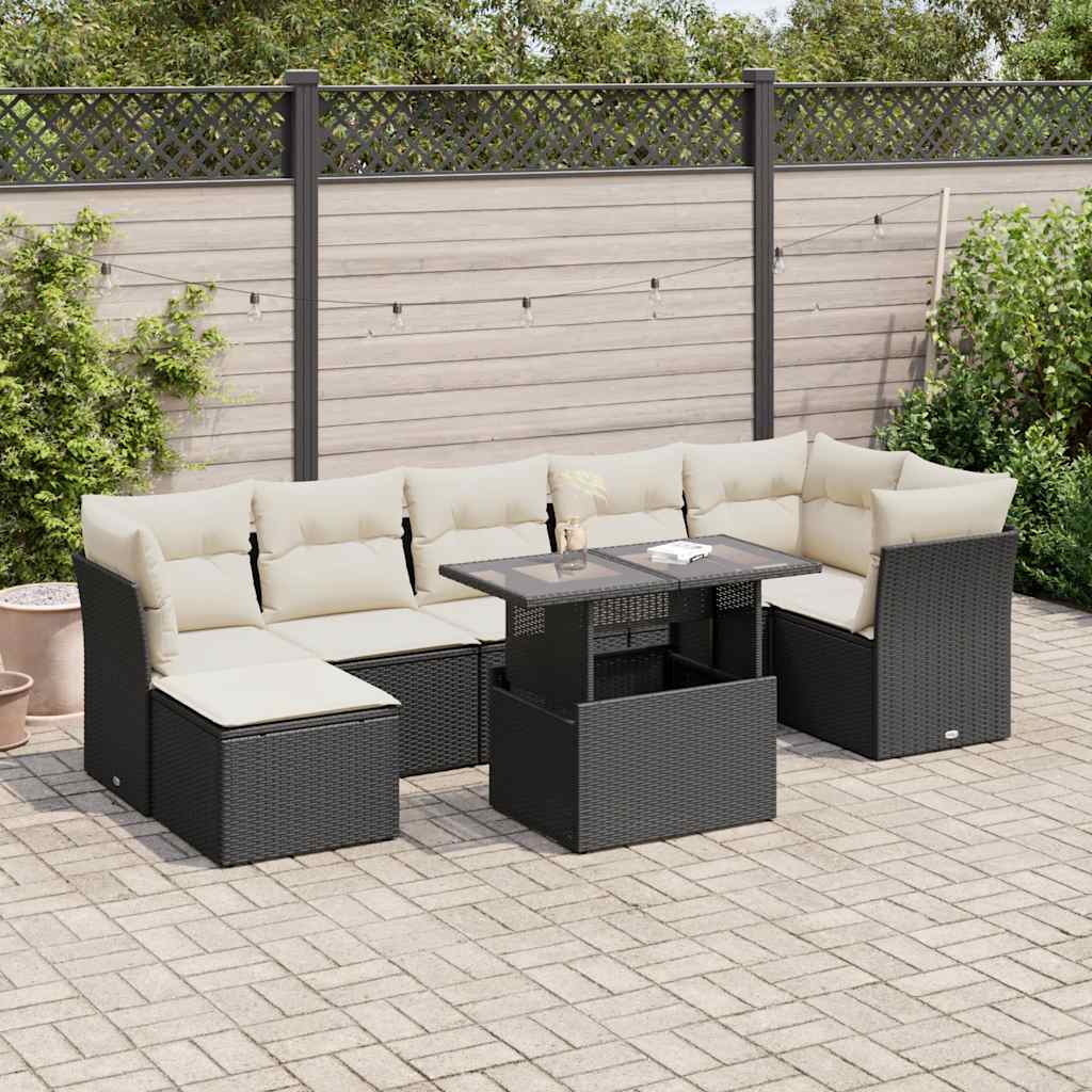 8721158736338_m_en_hd_1 vidaXL 8 Piece Garden Sofa Set with Cushions Black Poly Rattan - Image 1