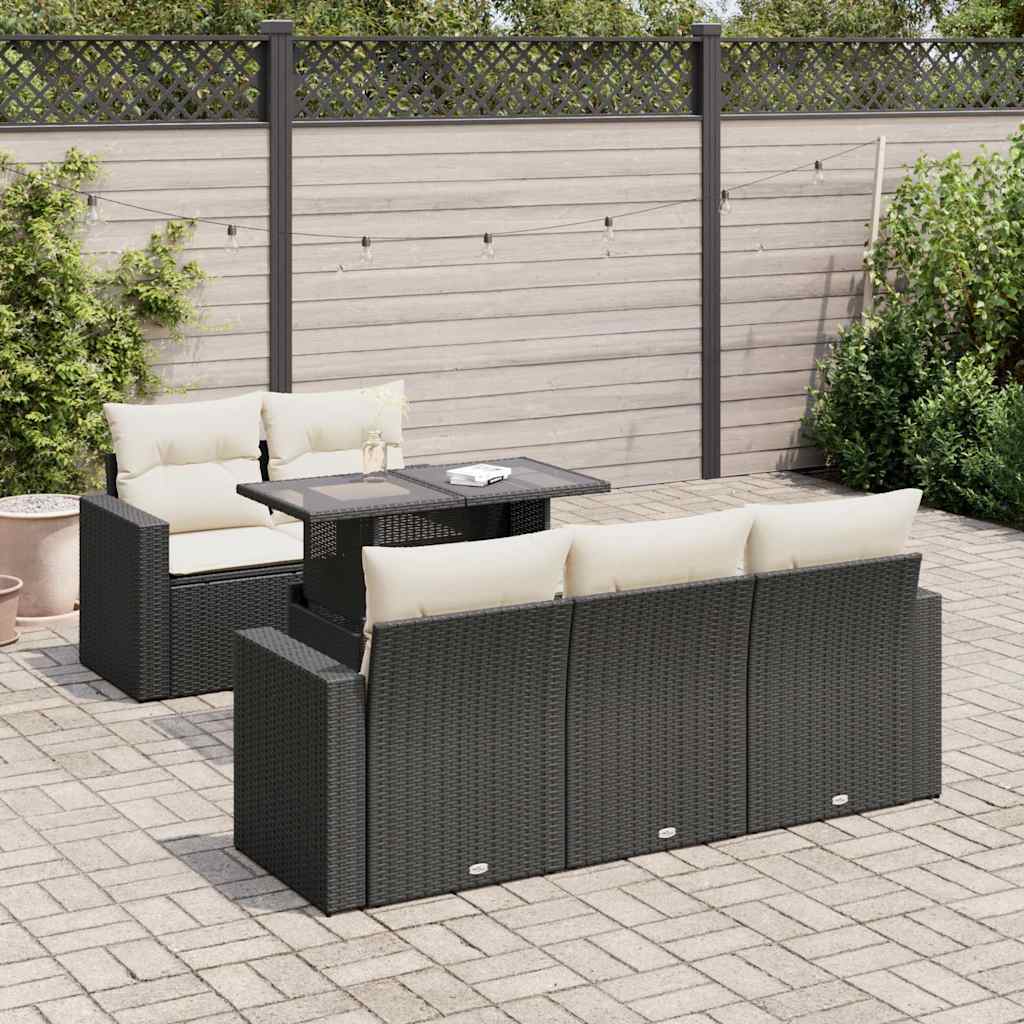 8721158736833_m_en_hd_1 vidaXL 6 Piece Garden Sofa Set with Cushions Black Poly Rattan - Image 1