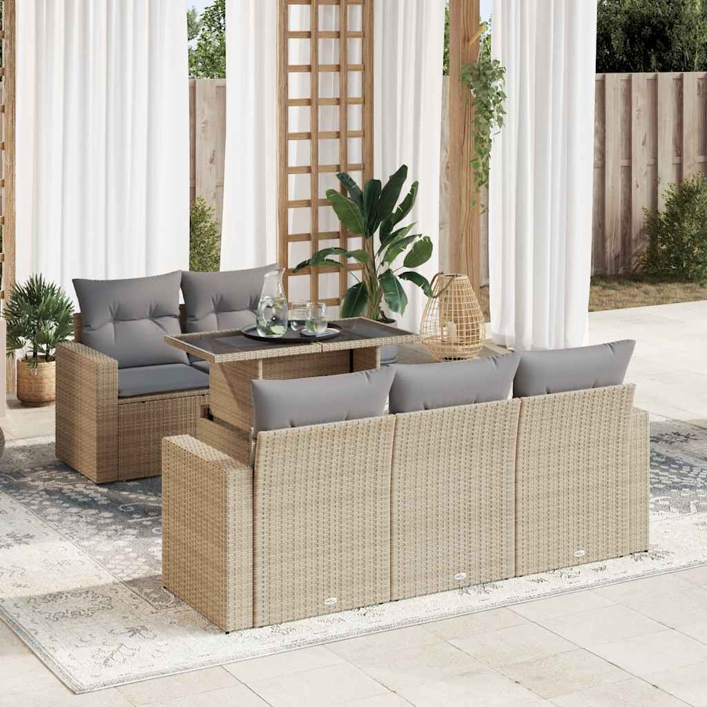 8721158736864_m_en_hd_1 vidaXL 6 Piece Garden Sofa Set with Cushions Beige Poly Rattan - Image 1