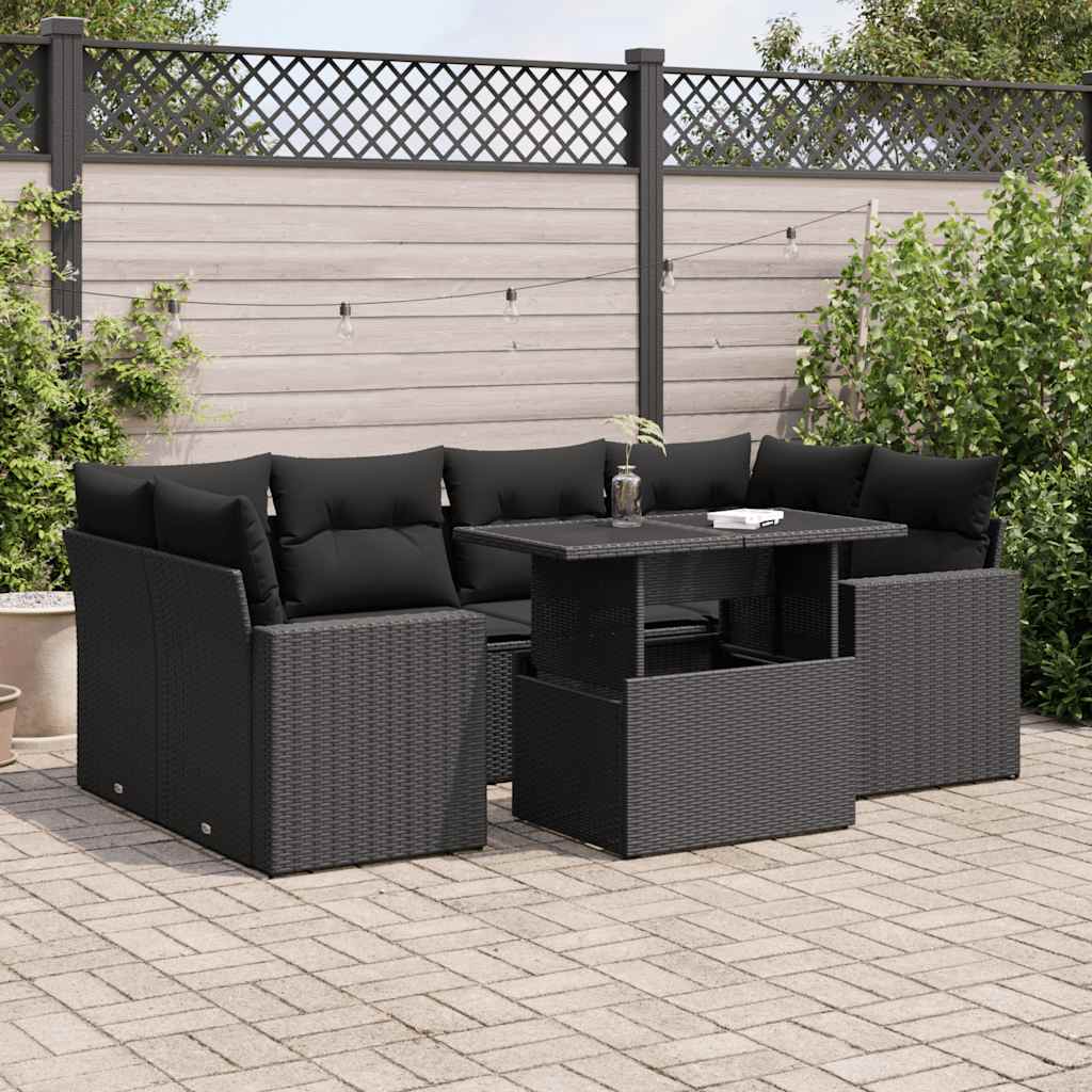 8721158737021_m_en_hd_1 vidaXL 7 Piece Garden Sofa Set with Cushions Black Poly Rattan - Image 1