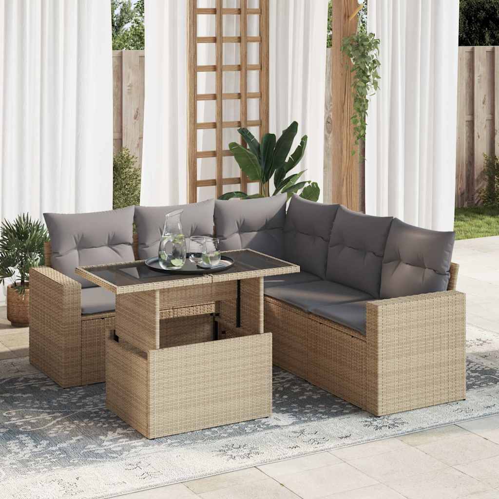 8721158737564_m_en_hd_1 vidaXL 6 Piece Garden Sofa Set with Cushions Beige Poly Rattan - Image 1