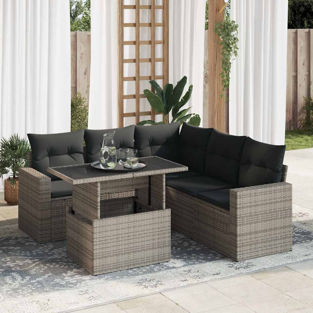 8721158737571_m_en_hd_1 vidaXL 6 Piece Garden Sofa Set with Cushions Grey Poly Rattan - Image 1
