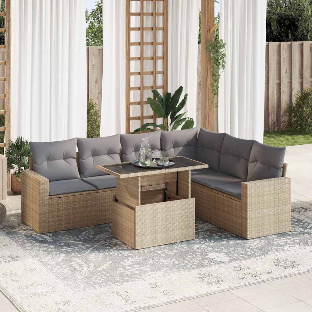 8721158737663_m_en_hd_1 vidaXL 7 Piece Garden Sofa Set with Cushions Beige Poly Rattan - Image 1