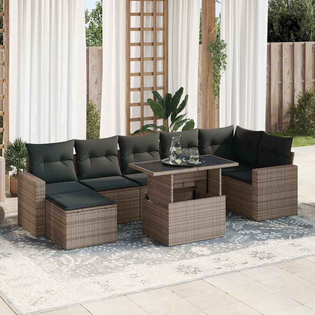8721158737977_m_en_hd_1 vidaXL 8 Piece Garden Sofa Set with Cushions Grey Poly Rattan - Image 1