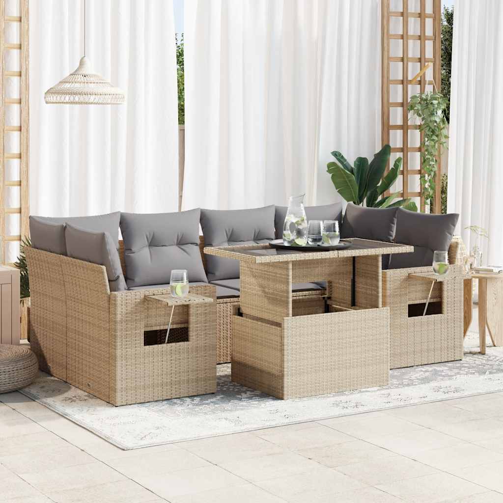 8721158738660_m_en_hd_1 vidaXL 7 Piece Garden Sofa Set with Cushions Beige Poly Rattan - Image 1
