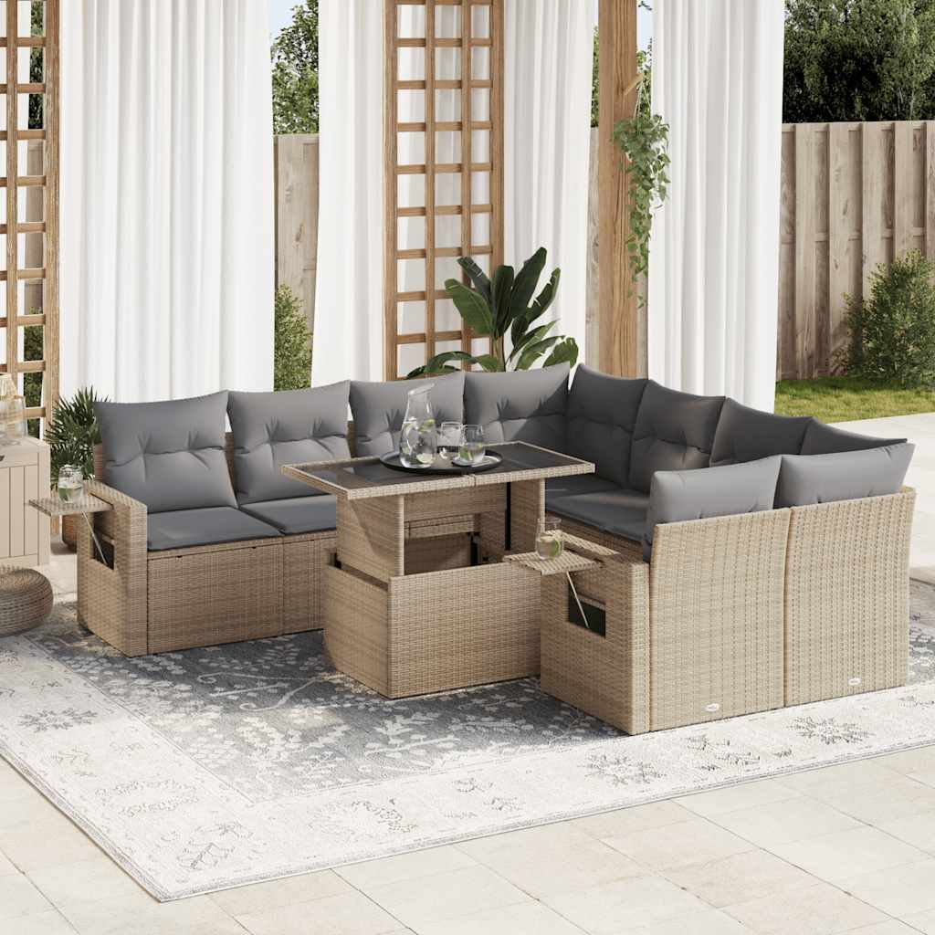 8721158738868_m_en_hd_1 vidaXL 9 Piece Garden Sofa Set with Cushions Beige Poly Rattan - Image 1