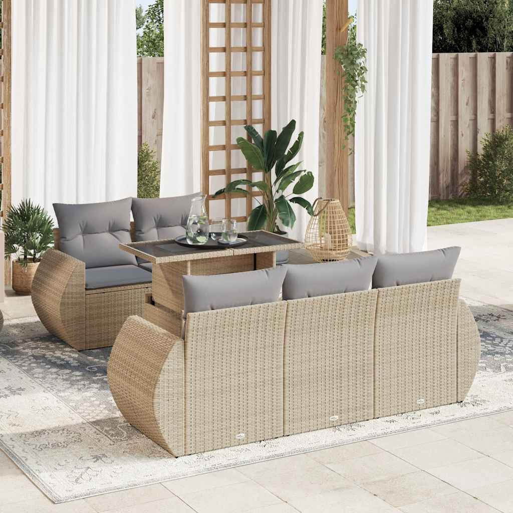 8721158740069_m_en_hd_1 vidaXL 6 Piece Garden Sofa Set with Cushions Beige Poly Rattan - Image 1