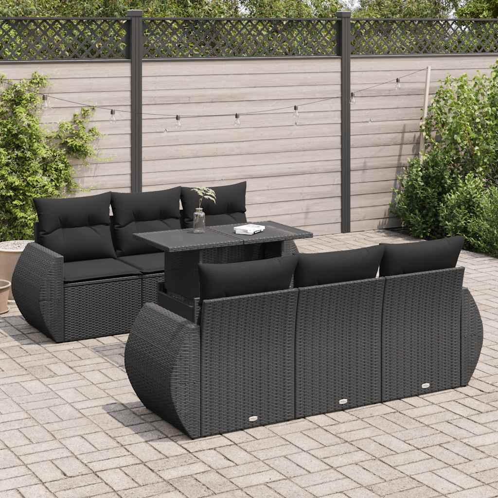 8721158740120_m_en_hd_1 vidaXL 7 Piece Garden Sofa Set with Cushions Black Poly Rattan - Image 1