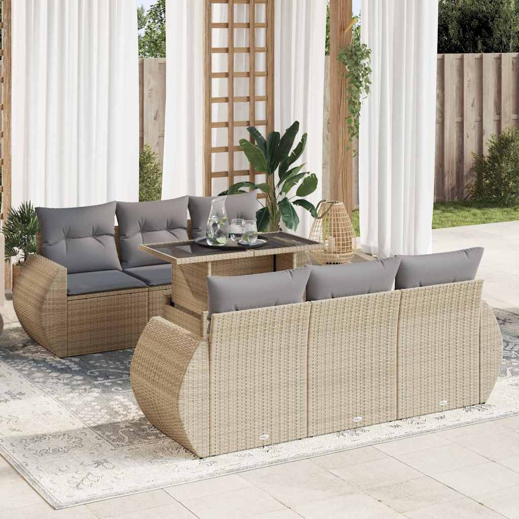 8721158740168_m_en_hd_1 vidaXL 7 Piece Garden Sofa Set with Cushions Beige Poly Rattan - Image 1