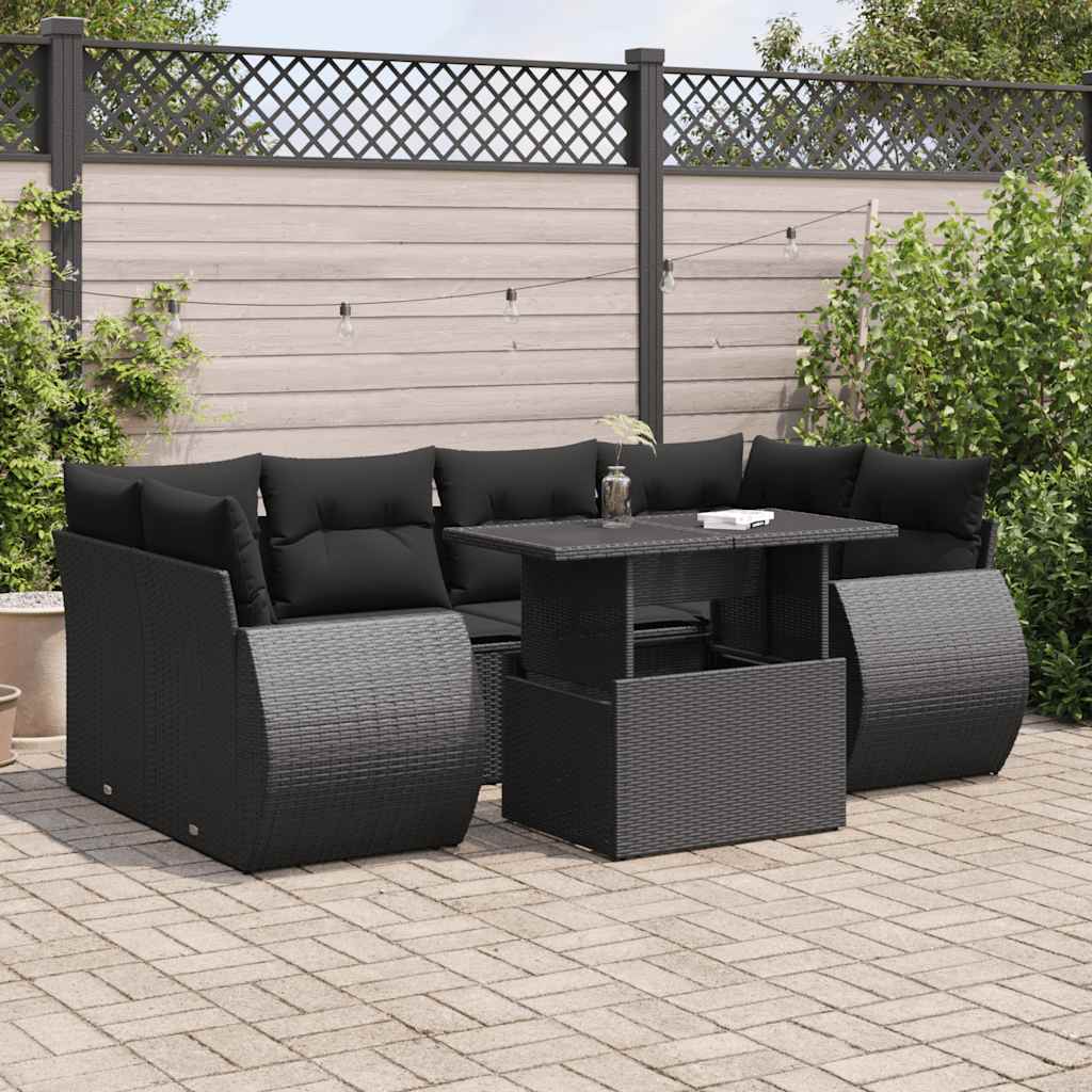 8721158740229_m_en_hd_1 vidaXL 7 Piece Garden Sofa Set with Cushions Black Poly Rattan - Image 1