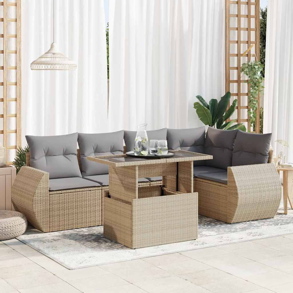 8721158740762_m_en_hd_1 vidaXL 6 Piece Garden Sofa Set with Cushions Beige Poly Rattan - Image 1