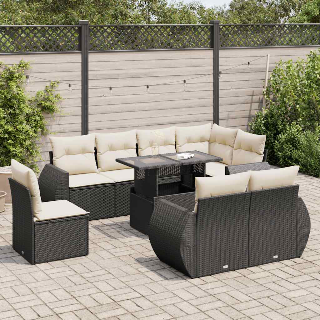 8721158740939_m_en_hd_1 vidaXL 9 Piece Garden Sofa Set with Cushions Black Poly Rattan - Image 1
