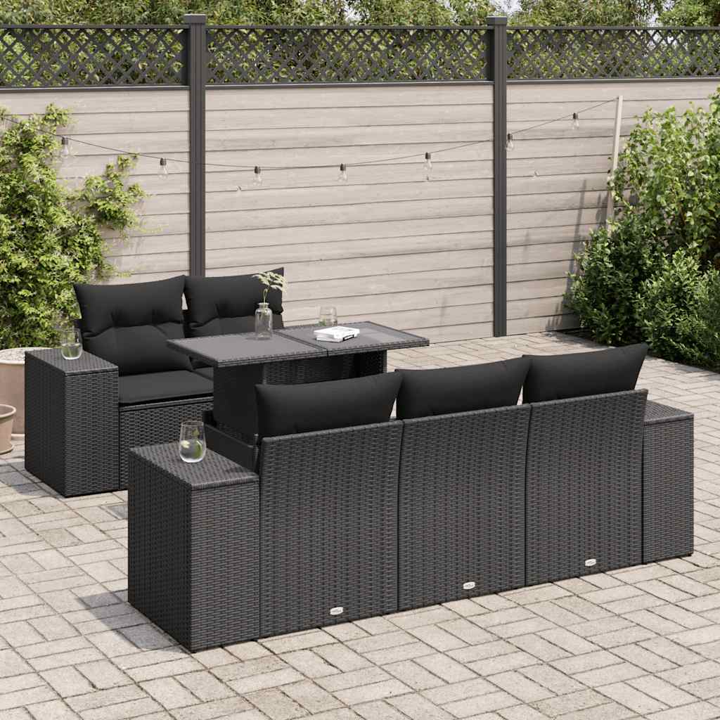 8721158741622_m_en_hd_1 vidaXL 6 Piece Garden Sofa Set with Cushions Black Poly Rattan - Image 1