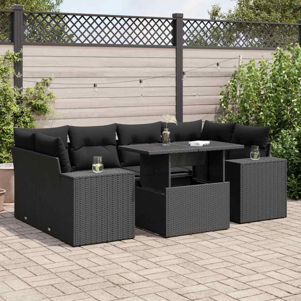 8721158741820_m_en_hd_1 vidaXL 7 Piece Garden Sofa Set with Cushions Black Poly Rattan - Image 1
