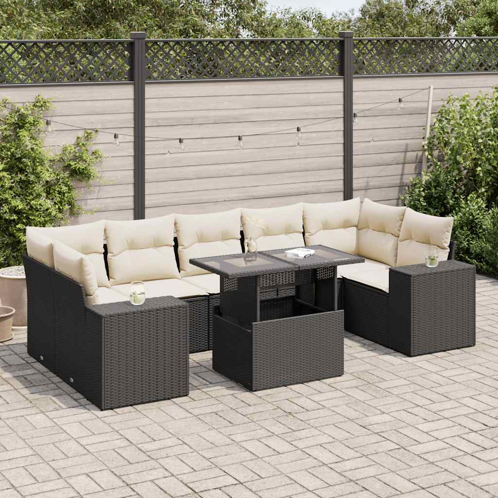 8721158741936_m_en_hd_1 vidaXL 8 Piece Garden Sofa Set with Cushions Black Poly Rattan - Image 1
