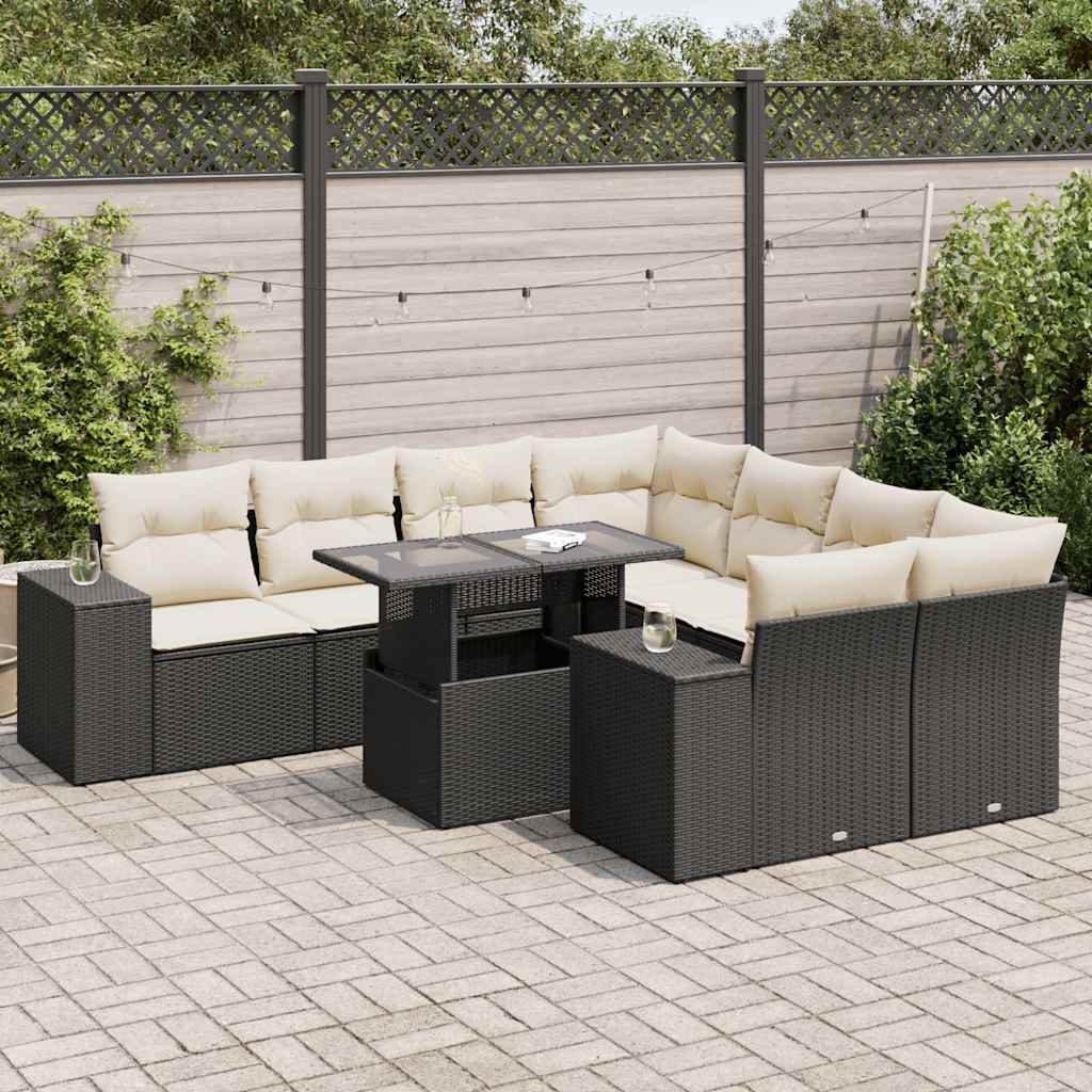 8721158742032_m_en_hd_1 vidaXL 9 Piece Garden Sofa Set with Cushions Black Poly Rattan - Image 1