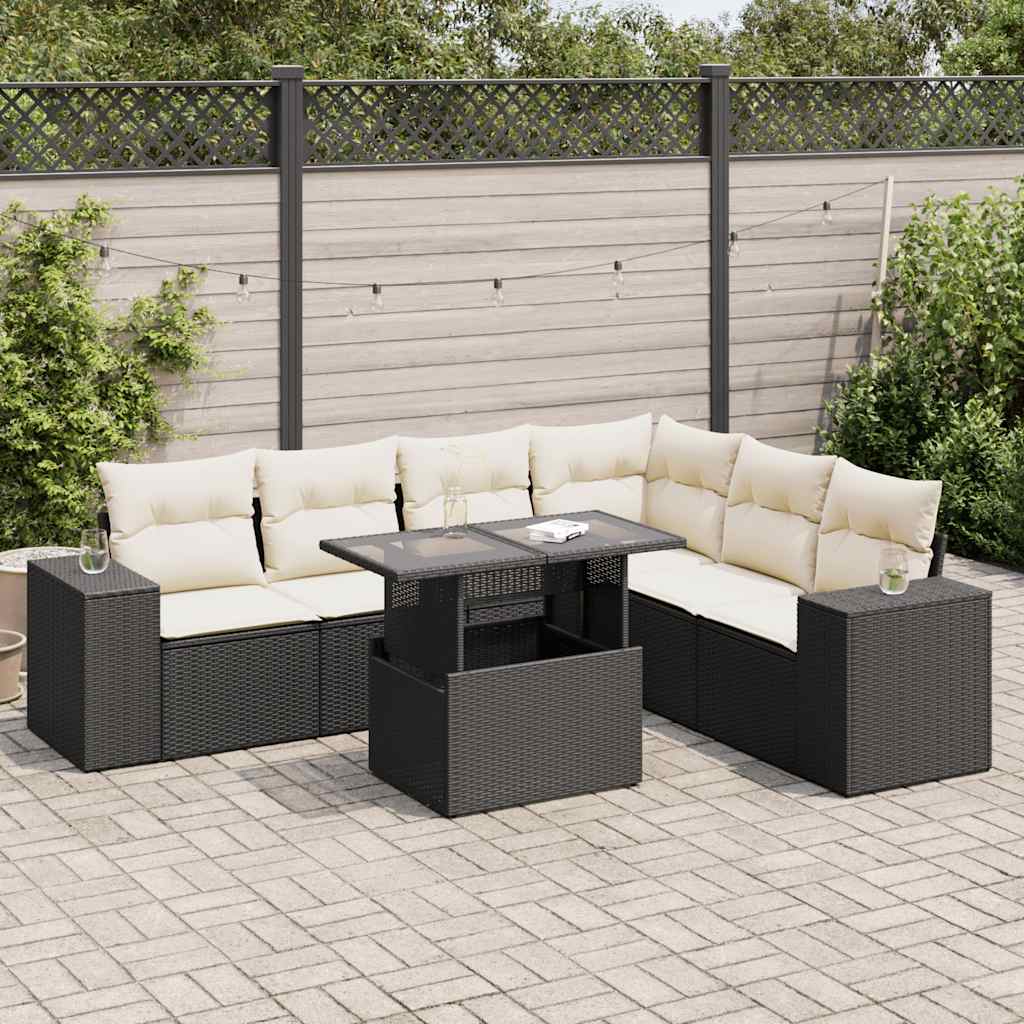 8721158742438_m_en_hd_1 vidaXL 7 Piece Garden Sofa Set with Cushions Black Poly Rattan - Image 1