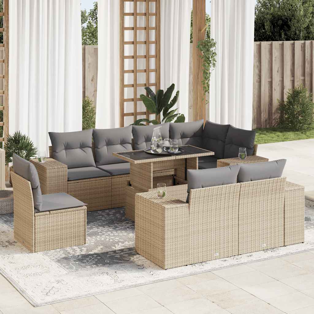 8721158742568_m_en_hd_1 vidaXL 9 Piece Garden Sofa Set with Cushions Beige Poly Rattan - Image 1