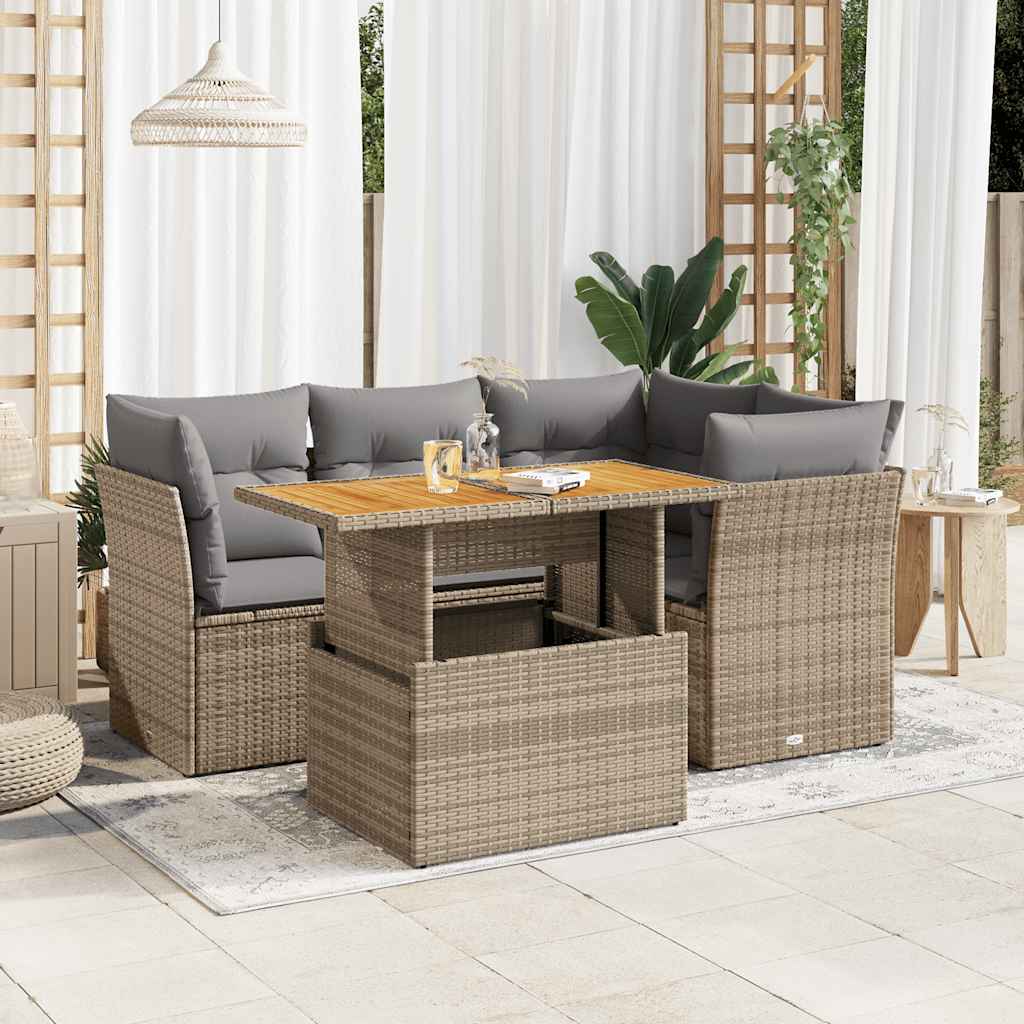 8721158743589_m_en_hd_1 vidaXL 5 Piece Garden Sofa Set with Cushions Beige Poly Rattan - Image 1