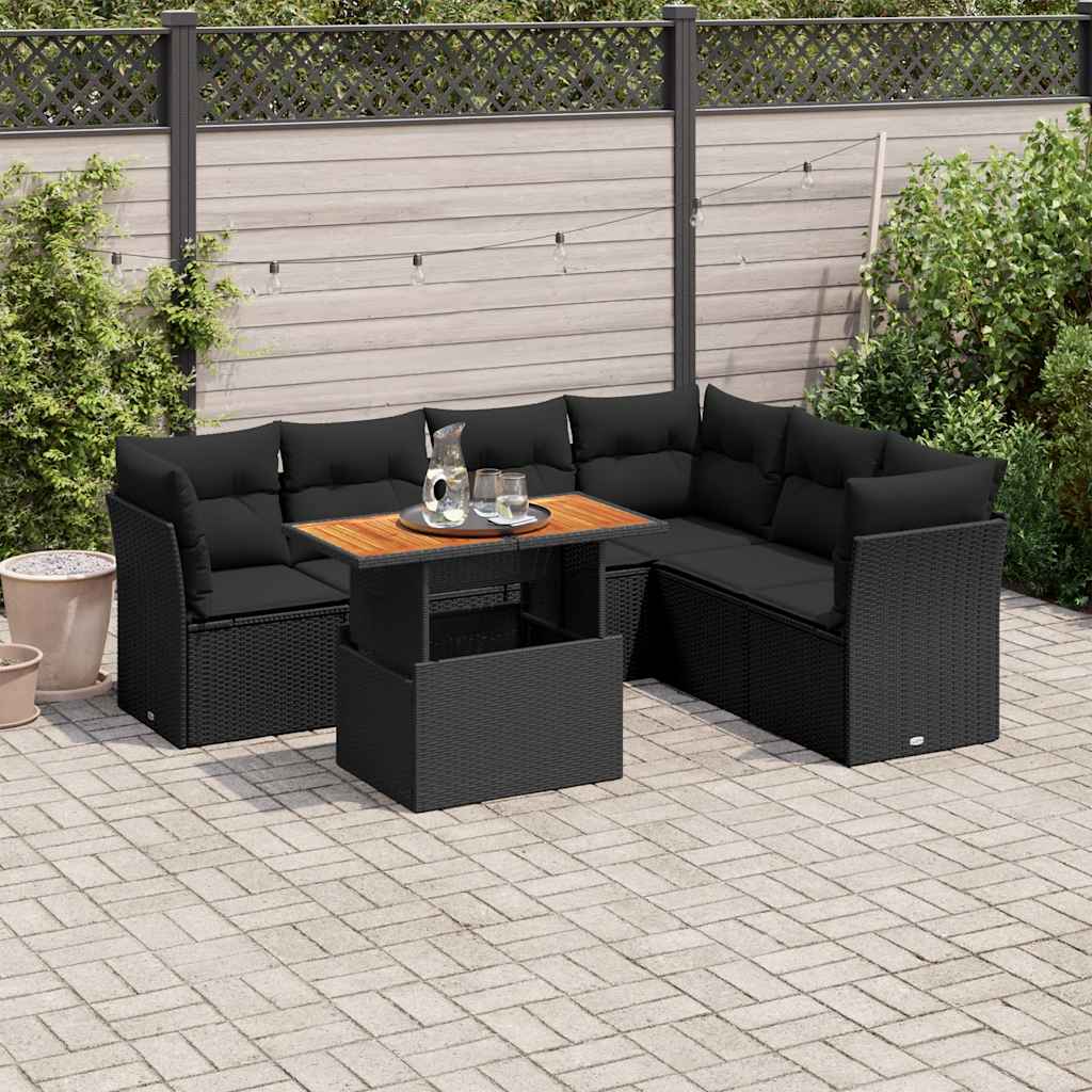 8721158743688_m_en_hd_1 vidaXL 7 Piece Garden Sofa Set with Cushions Black Poly Rattan - Image 1