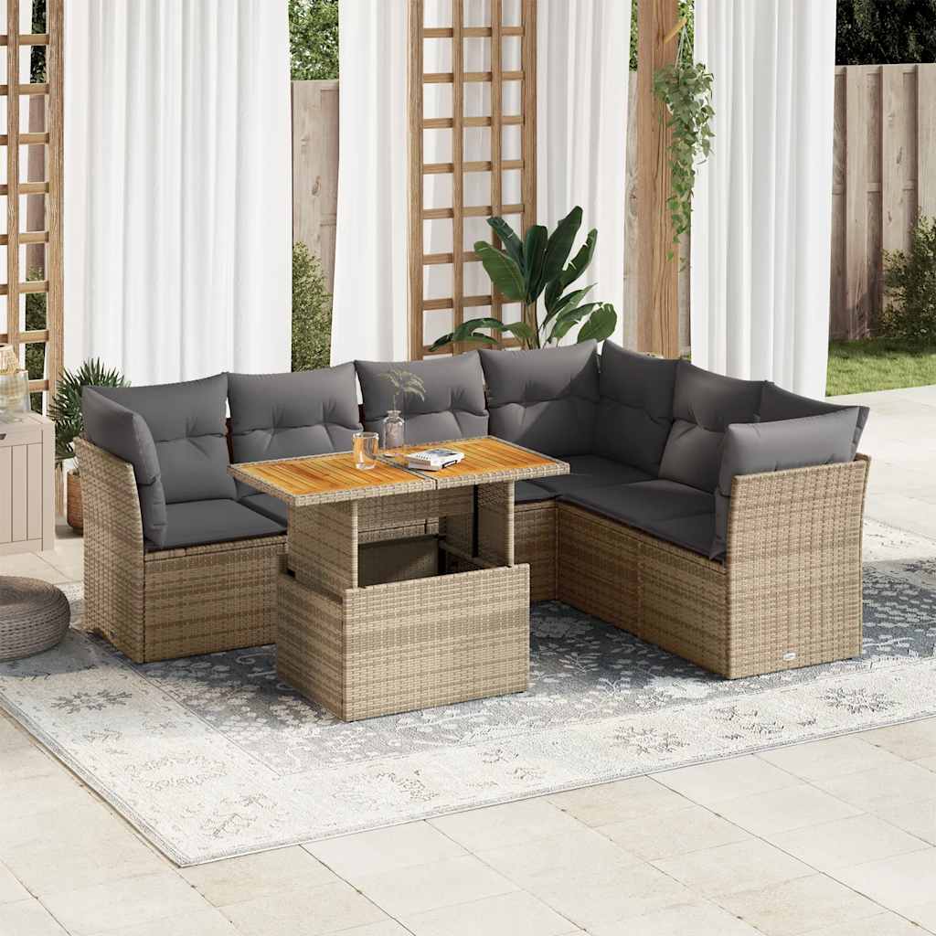 8721158743725_m_en_hd_1 vidaXL 7 Piece Garden Sofa Set with Cushions Beige Poly Rattan - Image 1