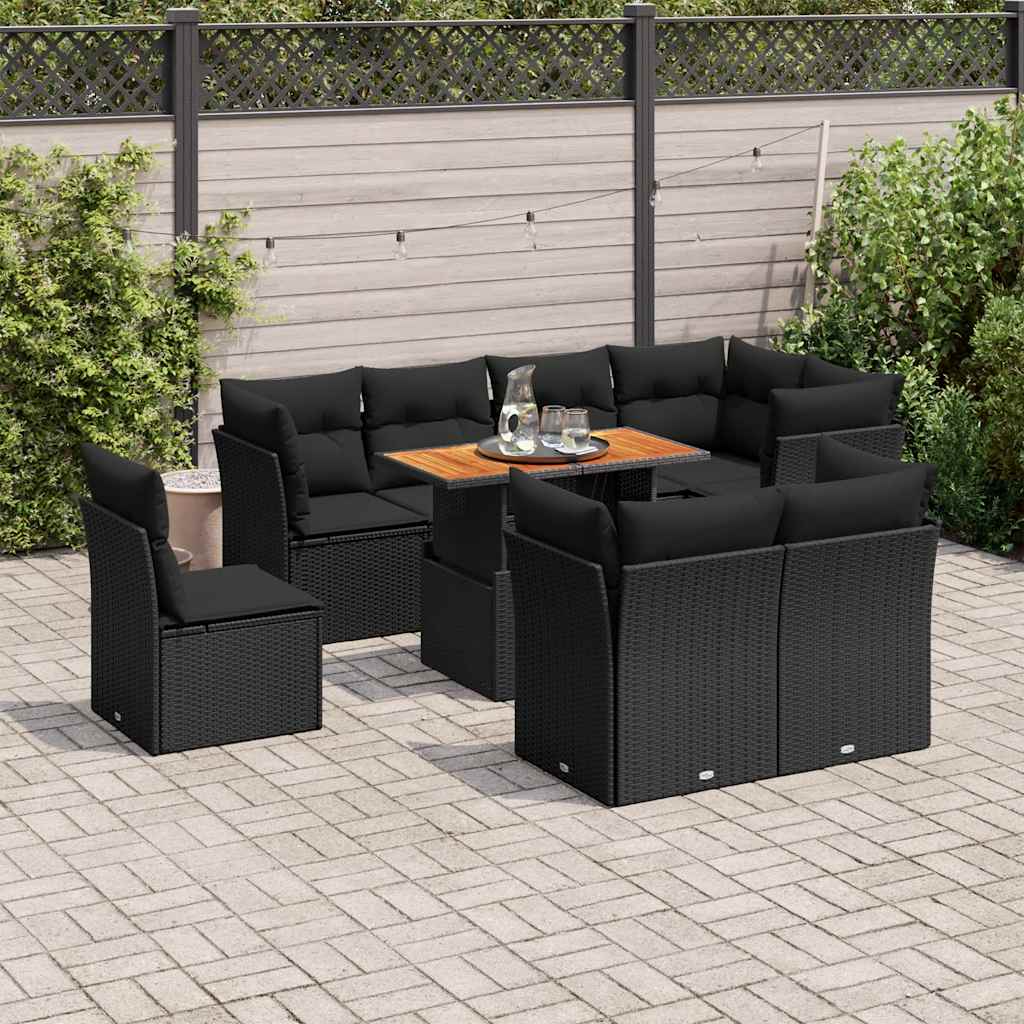 8721158743756_m_en_hd_1 vidaXL 9 Piece Garden Sofa Set with Cushions Black Poly Rattan - Image 1